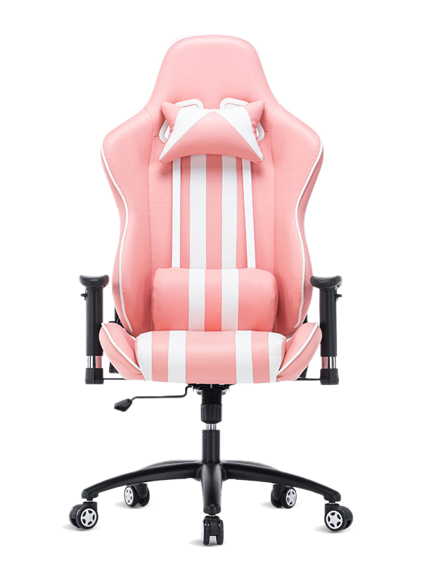 Gutes Design, bequemer, rosafarbener, niedlicher Gaming-Stuhl mit 180-Grad-Neigung, drehbarer Rennstuhl 