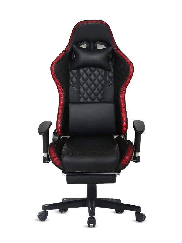 Moderner, bequemer, schwarzer Büro-Computer-Gaming-Stuhl mit LED-Licht 